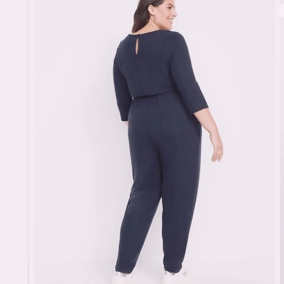 Lane Bryant Ruched V-neck Hacci Jumpsuit in Night Sky Size 14/16 P - Picture 2 of 7